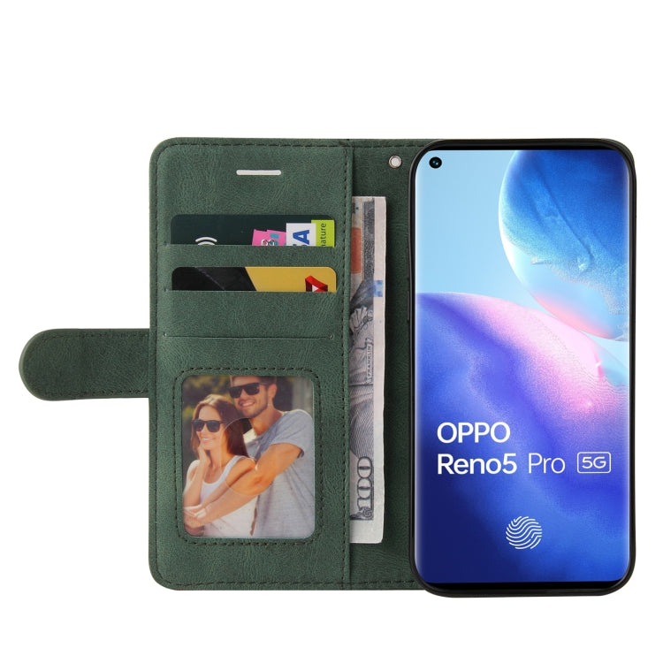 For OPPO Reno5 Pro 5G Dual-color Splicing Horizontal Flip PU Leather Case with Holder & Card Slots & Wallet