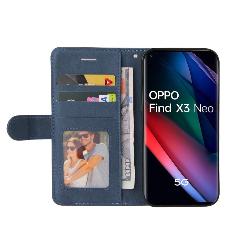 For OPPO Reno5 Pro+ 5G / Find X3 Neo Dual-color Splicing Horizontal Flip PU Leather Case with Holder & Card Slots & Wallet