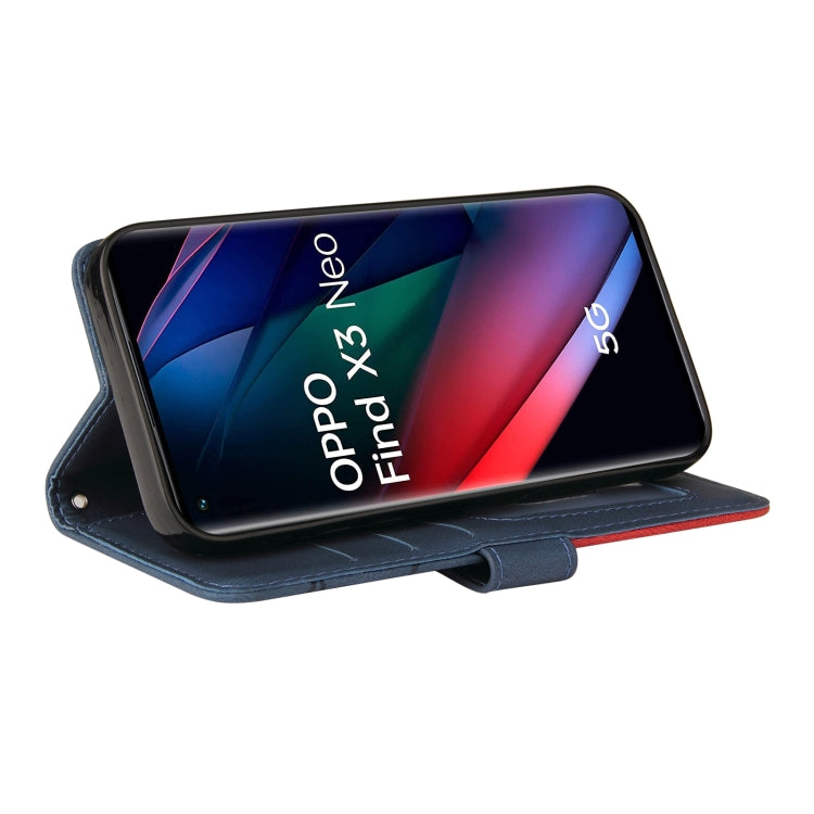 For OPPO Reno5 Pro+ 5G / Find X3 Neo Dual-color Splicing Horizontal Flip PU Leather Case with Holder & Card Slots & Wallet