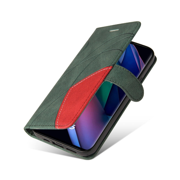 For OPPO Reno5 Pro+ 5G / Find X3 Neo Dual-color Splicing Horizontal Flip PU Leather Case with Holder & Card Slots & Wallet