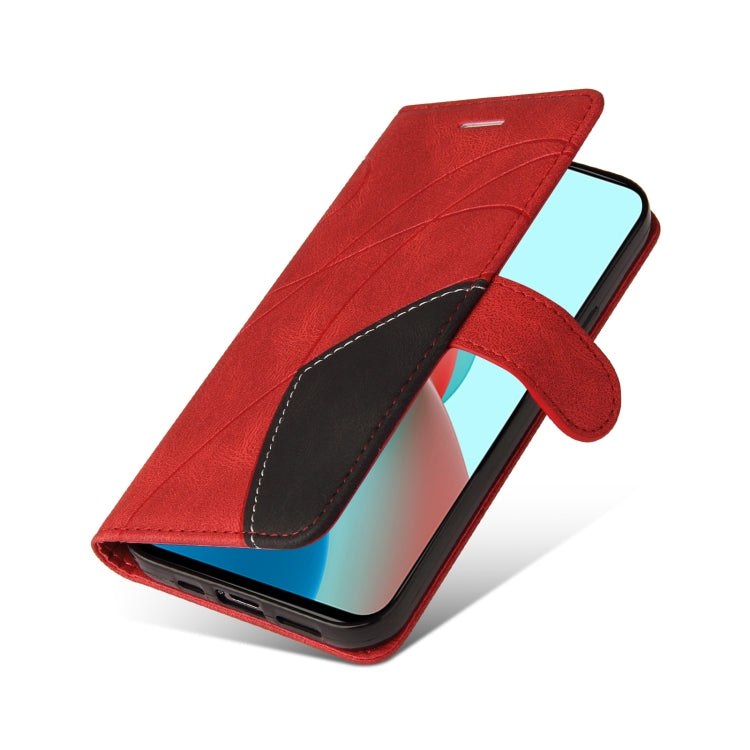 For Xiaomi Redmi Note 9 5G CN Version Dual-color Splicing Horizontal Flip PU Leather Case with Holder & Card Slots & Wallet