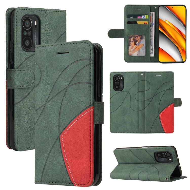For Xiaomi Redmi K40 / K40 Pro / Poco F3 Dual-color Splicing Horizontal Flip PU Leather Case with Holder & Card Slots & Wallet