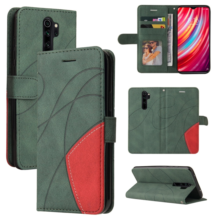 For Xiaomi Redmi Note 8 Pro Dual-color Splicing Horizontal Flip PU Leather Case with Holder & Card Slots & Wallet