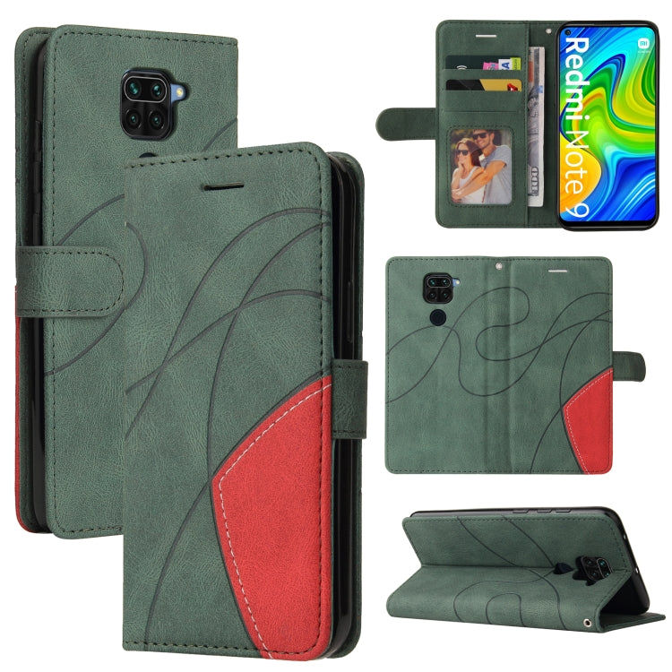 For Xiaomi Redmi Note 9 Dual-color Splicing Horizontal Flip PU Leather Case with Holder & Card Slots & Wallet
