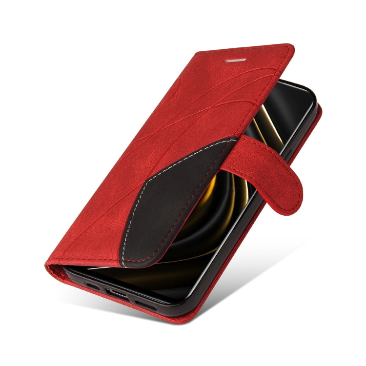 For Xiaomi Poco M3/Redmi Note 9 4G CN Version Dual-color Splicing Horizontal Flip PU Leather Case with Holder & Card Slots & Wallet