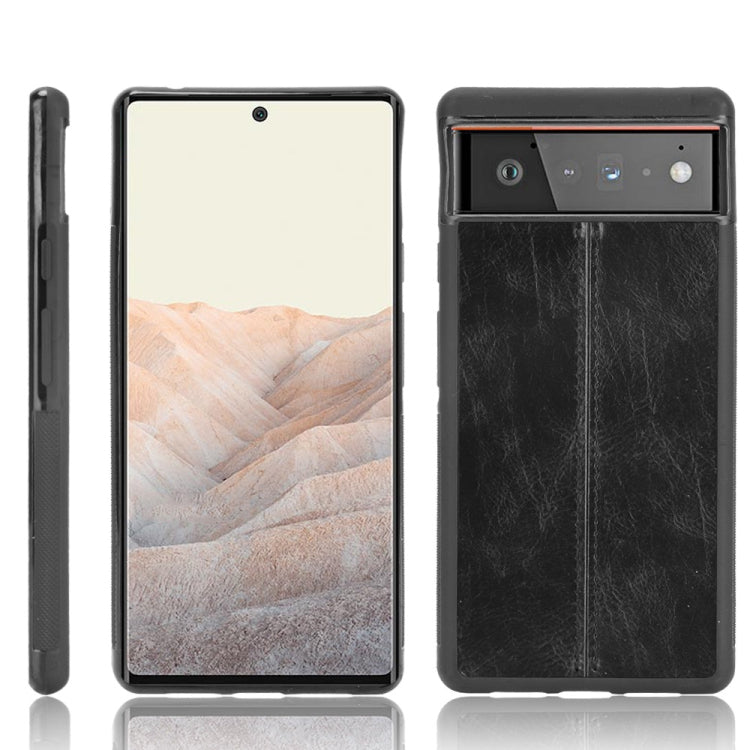 For Google Pixel 6 Pro Shockproof Sewing Cow Skin Texture PC + PU + TPU Case