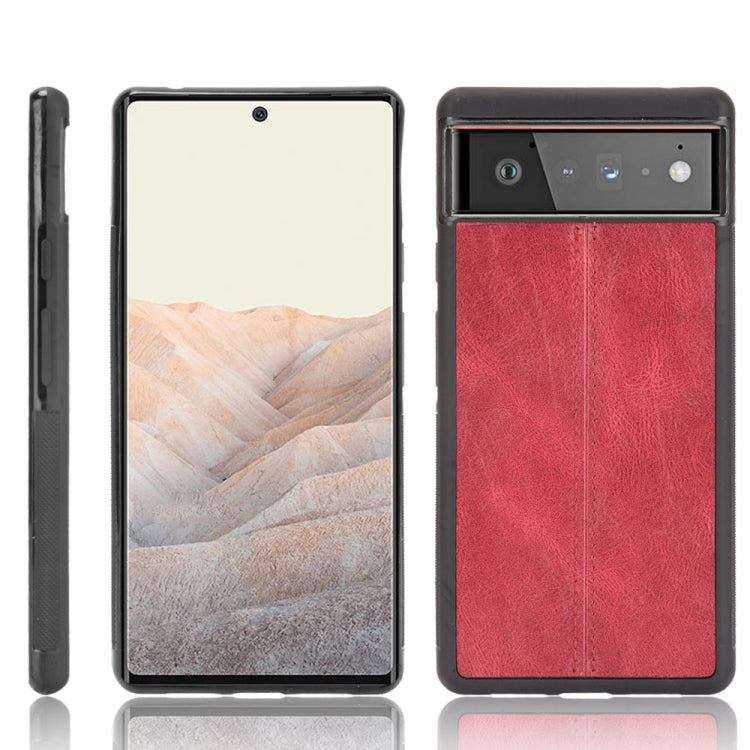 For Google Pixel 6 Pro Shockproof Sewing Cow Skin Texture PC + PU + TPU Case