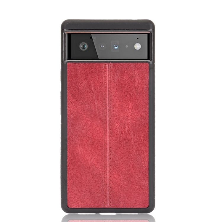 For Google Pixel 6 Pro Shockproof Sewing Cow Skin Texture PC + PU + TPU Case