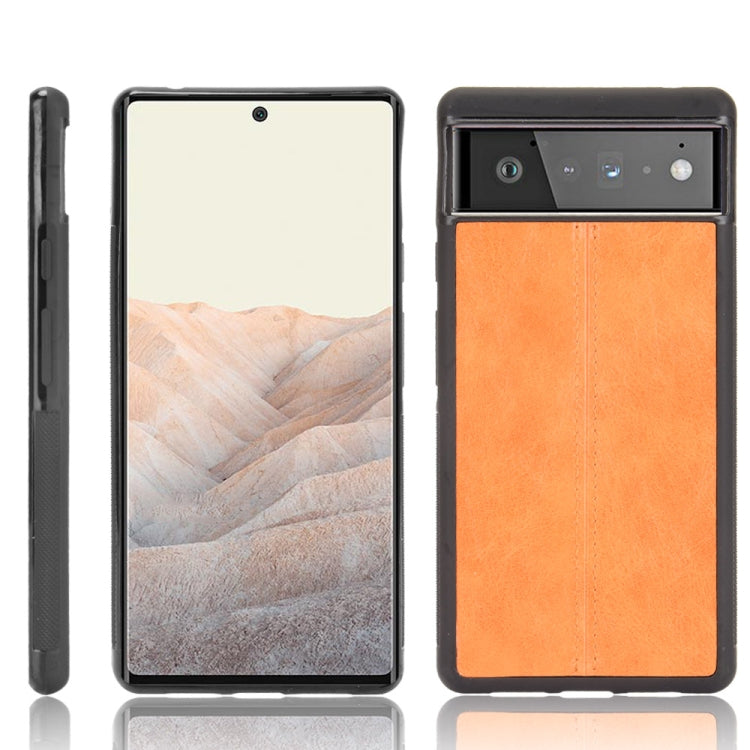 For Google Pixel 6 Pro Shockproof Sewing Cow Skin Texture PC + PU + TPU Case