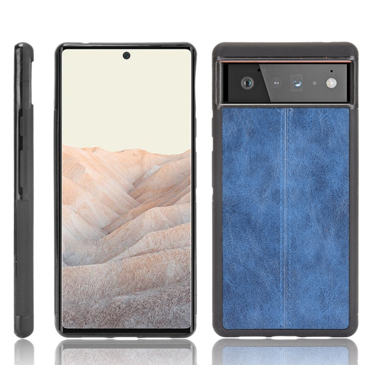 For Google Pixel 6 Pro Shockproof Sewing Cow Skin Texture PC + PU + TPU Case