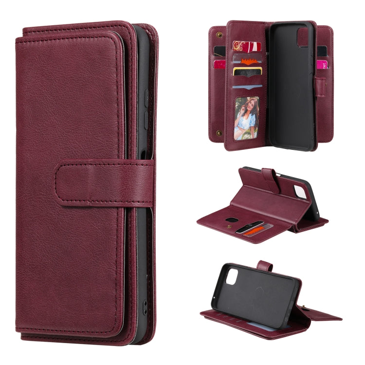 For Samsung Galaxy A22 5G Multifunctional Magnetic Copper Buckle Horizontal Flip Solid Color Leather Case with 10 Card Slots & Wallet & Holder & Photo Frame