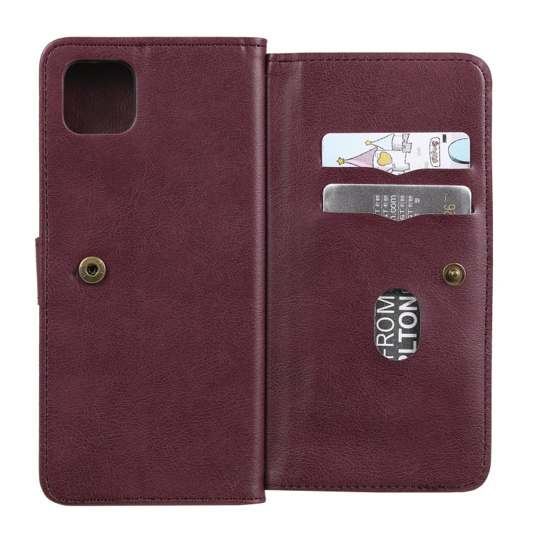 For Samsung Galaxy A22 5G Multifunctional Magnetic Copper Buckle Horizontal Flip Solid Color Leather Case with 10 Card Slots & Wallet & Holder & Photo Frame