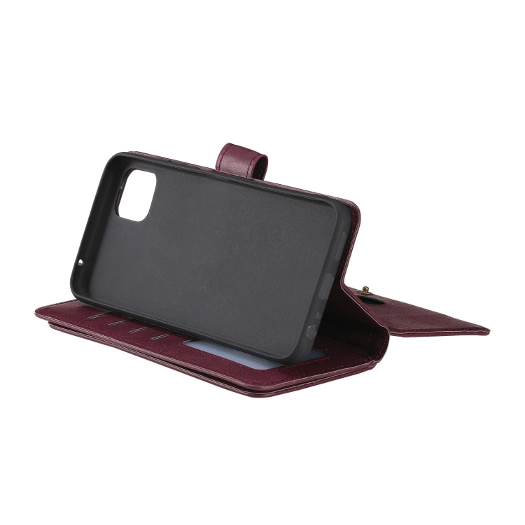 For Samsung Galaxy A22 5G Multifunctional Magnetic Copper Buckle Horizontal Flip Solid Color Leather Case with 10 Card Slots & Wallet & Holder & Photo Frame