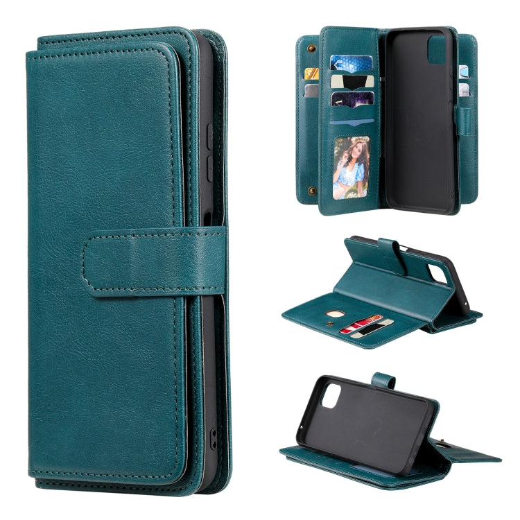For Samsung Galaxy A22 5G Multifunctional Magnetic Copper Buckle Horizontal Flip Solid Color Leather Case with 10 Card Slots & Wallet & Holder & Photo Frame