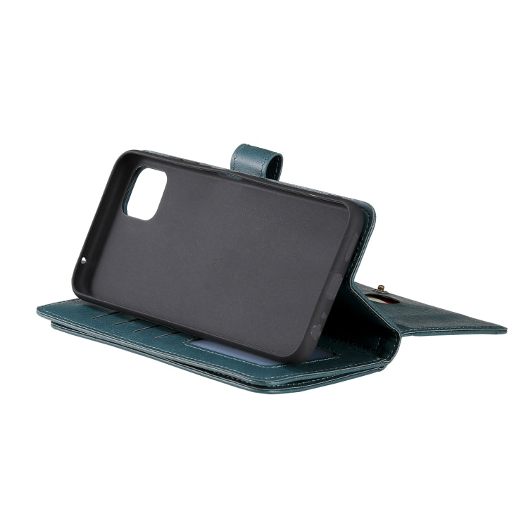 For Samsung Galaxy A22 5G Multifunctional Magnetic Copper Buckle Horizontal Flip Solid Color Leather Case with 10 Card Slots & Wallet & Holder & Photo Frame