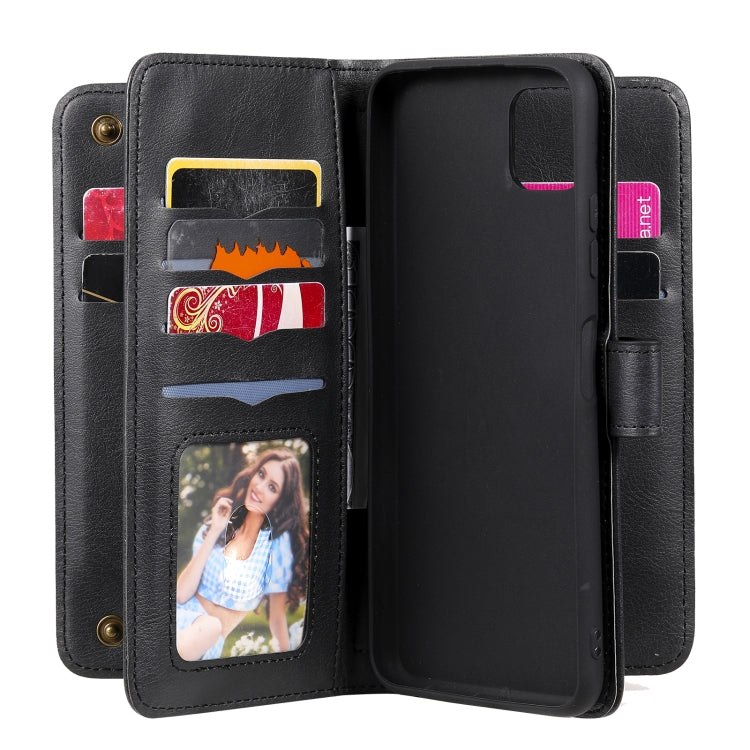 For Samsung Galaxy A22 5G Multifunctional Magnetic Copper Buckle Horizontal Flip Solid Color Leather Case with 10 Card Slots & Wallet & Holder & Photo Frame