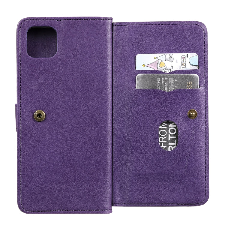 For Samsung Galaxy A22 5G Multifunctional Magnetic Copper Buckle Horizontal Flip Solid Color Leather Case with 10 Card Slots & Wallet & Holder & Photo Frame