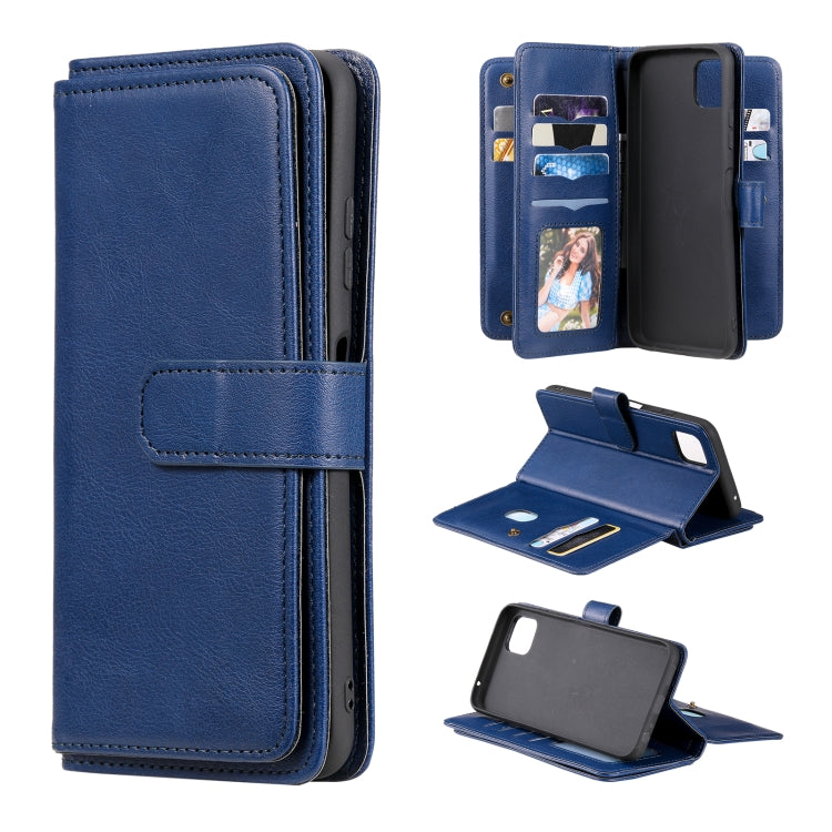 For Samsung Galaxy A22 5G Multifunctional Magnetic Copper Buckle Horizontal Flip Solid Color Leather Case with 10 Card Slots & Wallet & Holder & Photo Frame