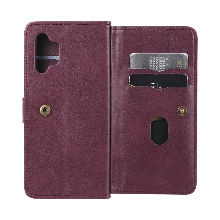 For Samsung Galaxy A32 4G Multifunctional Magnetic Copper Buckle Horizontal Flip Solid Color Leather Case with 10 Card Slots & Wallet & Holder & Photo Frame