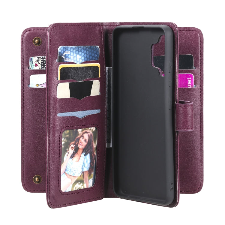 For Samsung Galaxy A32 4G Multifunctional Magnetic Copper Buckle Horizontal Flip Solid Color Leather Case with 10 Card Slots & Wallet & Holder & Photo Frame
