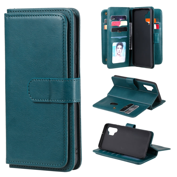For Samsung Galaxy A32 4G Multifunctional Magnetic Copper Buckle Horizontal Flip Solid Color Leather Case with 10 Card Slots & Wallet & Holder & Photo Frame