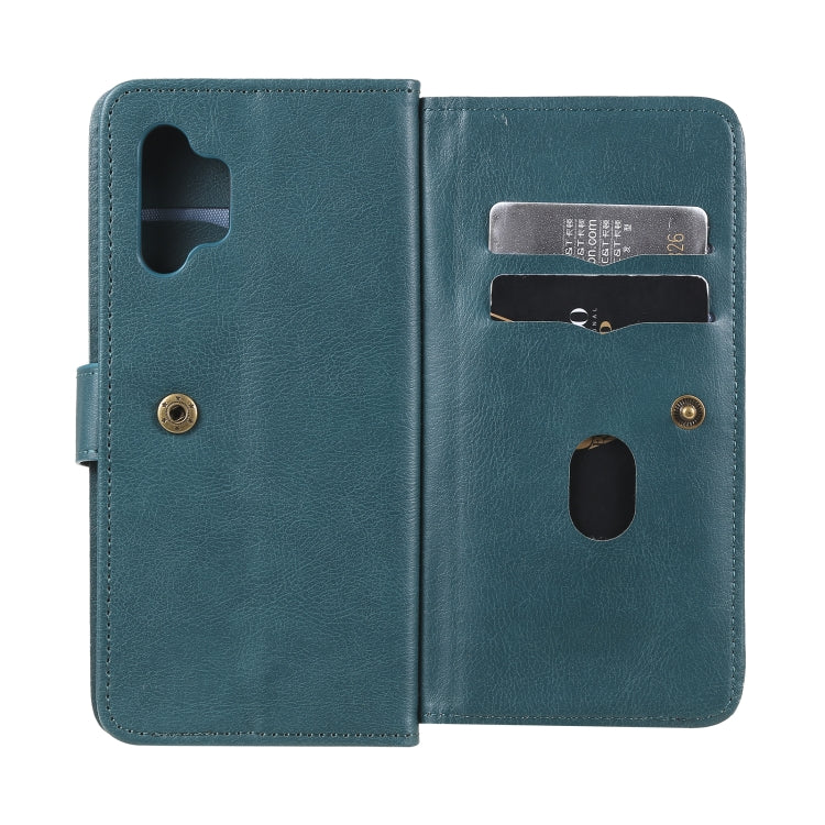 For Samsung Galaxy A32 4G Multifunctional Magnetic Copper Buckle Horizontal Flip Solid Color Leather Case with 10 Card Slots & Wallet & Holder & Photo Frame