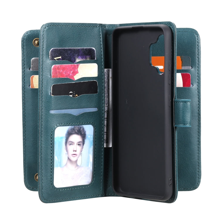 For Samsung Galaxy A32 4G Multifunctional Magnetic Copper Buckle Horizontal Flip Solid Color Leather Case with 10 Card Slots & Wallet & Holder & Photo Frame