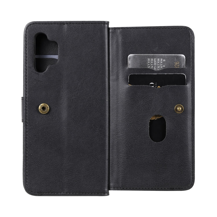 For Samsung Galaxy A32 4G Multifunctional Magnetic Copper Buckle Horizontal Flip Solid Color Leather Case with 10 Card Slots & Wallet & Holder & Photo Frame
