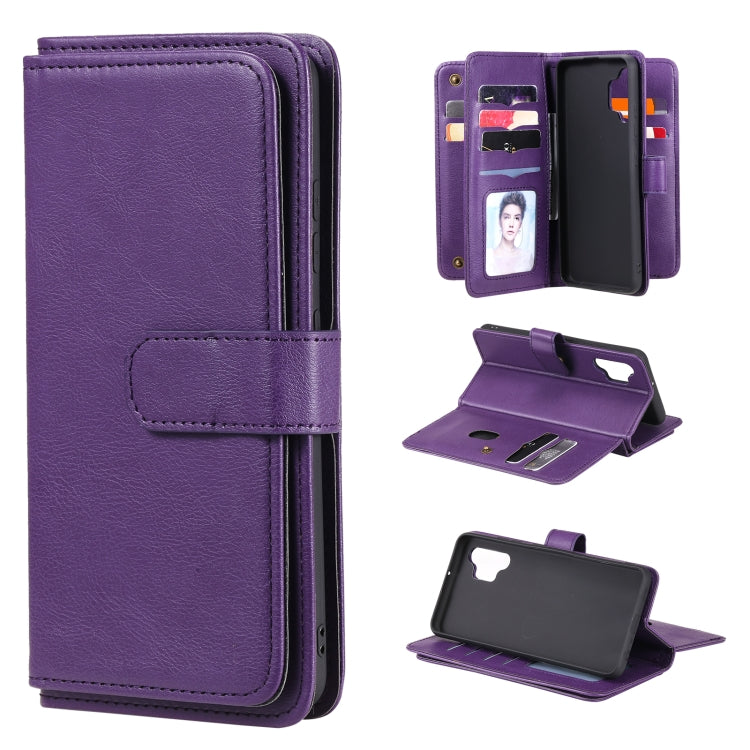 For Samsung Galaxy A32 4G Multifunctional Magnetic Copper Buckle Horizontal Flip Solid Color Leather Case with 10 Card Slots & Wallet & Holder & Photo Frame