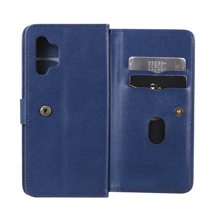For Samsung Galaxy A32 4G Multifunctional Magnetic Copper Buckle Horizontal Flip Solid Color Leather Case with 10 Card Slots & Wallet & Holder & Photo Frame