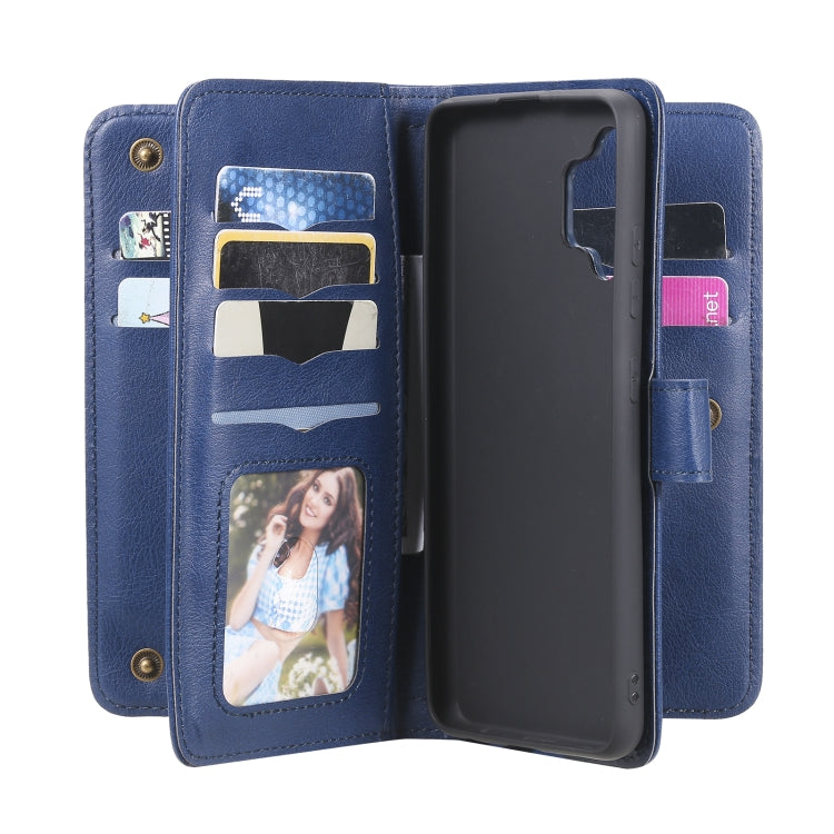 For Samsung Galaxy A32 4G Multifunctional Magnetic Copper Buckle Horizontal Flip Solid Color Leather Case with 10 Card Slots & Wallet & Holder & Photo Frame