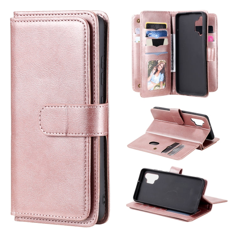 For Samsung Galaxy A32 4G Multifunctional Magnetic Copper Buckle Horizontal Flip Solid Color Leather Case with 10 Card Slots & Wallet & Holder & Photo Frame