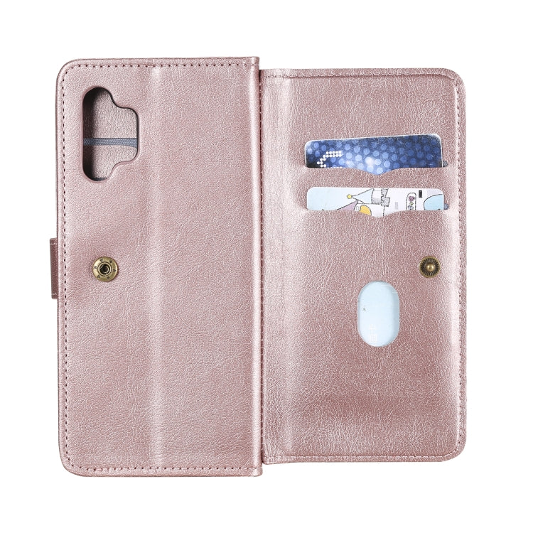 For Samsung Galaxy A32 4G Multifunctional Magnetic Copper Buckle Horizontal Flip Solid Color Leather Case with 10 Card Slots & Wallet & Holder & Photo Frame