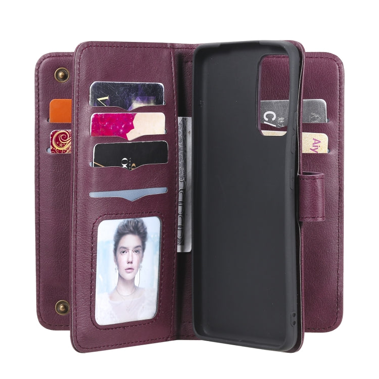 For Samsung Galaxy A82 5G Multifunctional Magnetic Copper Buckle Horizontal Flip Solid Color Leather Case with 10 Card Slots & Wallet & Holder & Photo Frame