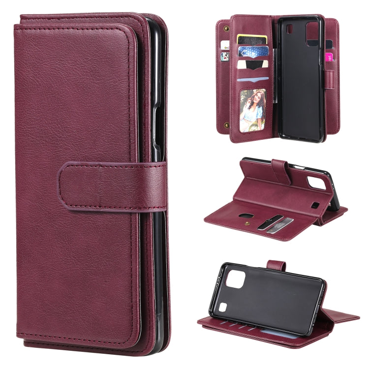 For LG K92 Multifunctional Magnetic Copper Buckle Horizontal Flip Solid Color Leather Case with 10 Card Slots & Wallet & Holder & Photo Frame