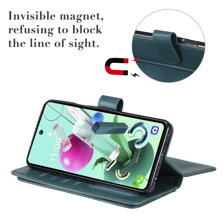 For LG K92 Multifunctional Magnetic Copper Buckle Horizontal Flip Solid Color Leather Case with 10 Card Slots & Wallet & Holder & Photo Frame