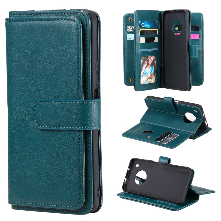 For Huawei Y9a Multifunctional Magnetic Copper Buckle Horizontal Flip Solid Color Leather Case with 10 Card Slots & Wallet & Holder & Photo Frame