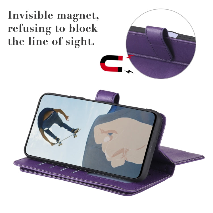 For Huawei Y9a Multifunctional Magnetic Copper Buckle Horizontal Flip Solid Color Leather Case with 10 Card Slots & Wallet & Holder & Photo Frame