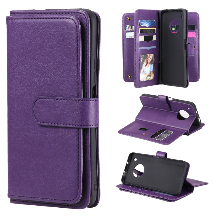 For Huawei Y9a Multifunctional Magnetic Copper Buckle Horizontal Flip Solid Color Leather Case with 10 Card Slots & Wallet & Holder & Photo Frame