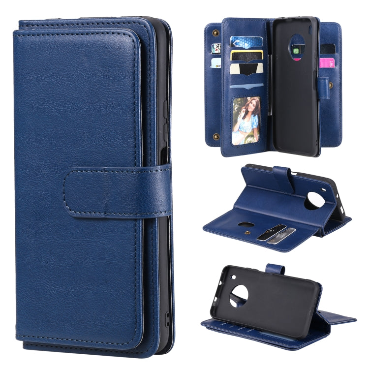 For Huawei Y9a Multifunctional Magnetic Copper Buckle Horizontal Flip Solid Color Leather Case with 10 Card Slots & Wallet & Holder & Photo Frame