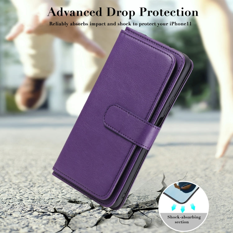 For Huawei Y9a Multifunctional Magnetic Copper Buckle Horizontal Flip Solid Color Leather Case with 10 Card Slots & Wallet & Holder & Photo Frame