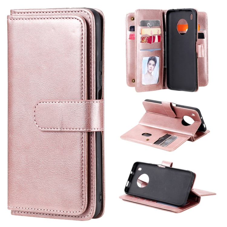 For Huawei Y9a Multifunctional Magnetic Copper Buckle Horizontal Flip Solid Color Leather Case with 10 Card Slots & Wallet & Holder & Photo Frame