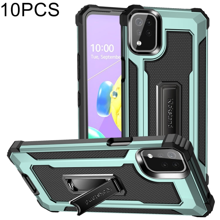 For LG K53 10 PCS Knight Jazz PC+TPU Shockproof Protective Case with Foldable Holder