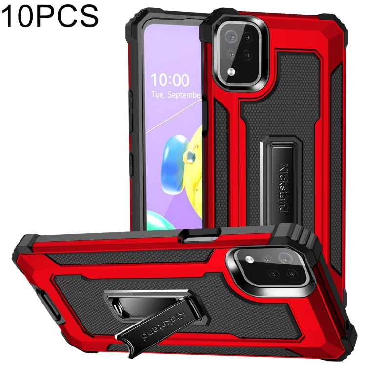For LG K53 10 PCS Knight Jazz PC+TPU Shockproof Protective Case with Foldable Holder