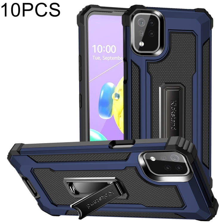 For LG K53 10 PCS Knight Jazz PC+TPU Shockproof Protective Case with Foldable Holder