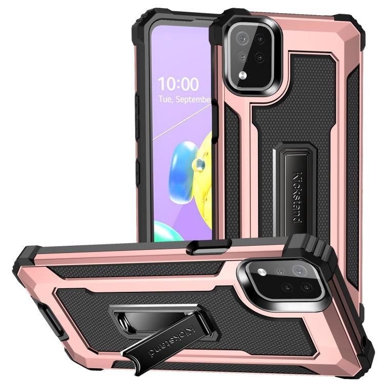 For LG K53 10 PCS Knight Jazz PC+TPU Shockproof Protective Case with Foldable Holder