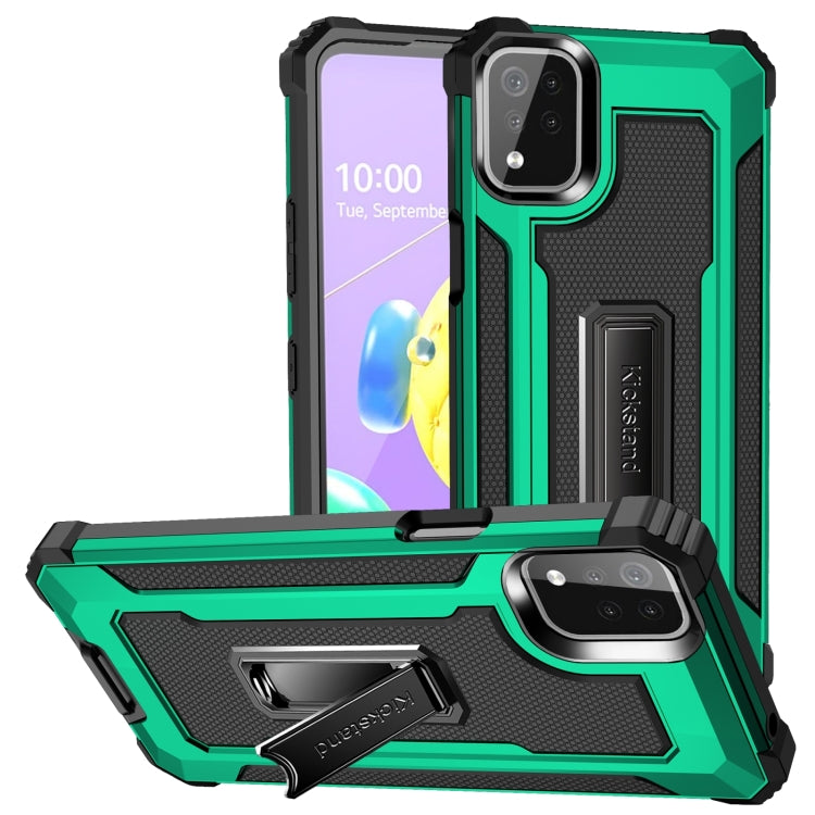 For LG K53 10 PCS Knight Jazz PC+TPU Shockproof Protective Case with Foldable Holder