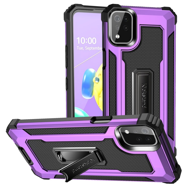 For LG K53 10 PCS Knight Jazz PC+TPU Shockproof Protective Case with Foldable Holder