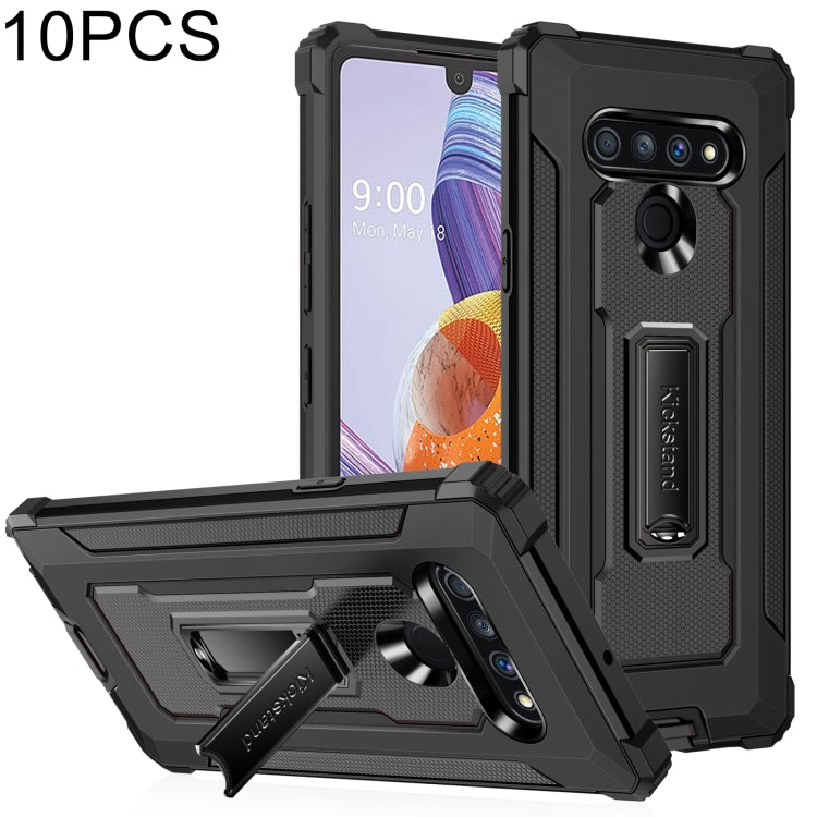 For LG Stylo 6 10 PCS Knight Jazz PC+TPU Shockproof Protective Case with Foldable Holder