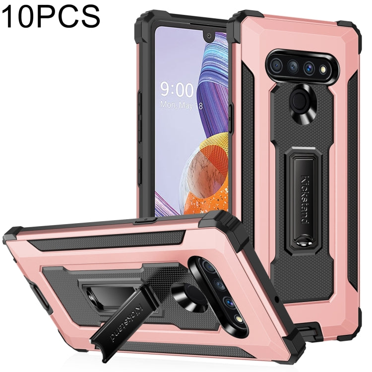 For LG Stylo 6 10 PCS Knight Jazz PC+TPU Shockproof Protective Case with Foldable Holder